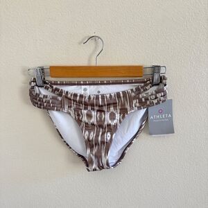 NWT Athleta Aqualuxe Printed Strappy Bikini Bottom S